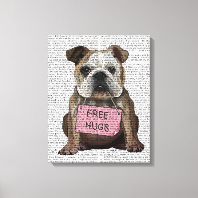 Impressão Em Tela Bulldog Free Hugs (Frente)