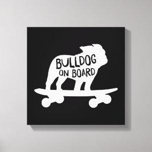Impressão Em Tela Bulldog no Conselho   Cachorro de skate Silhouette