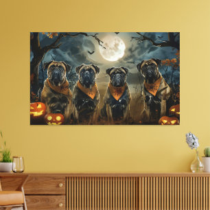 Impressão Em Tela Bullmastiff Halloween Spooky
