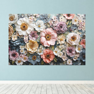 Impressão Em Tela Buquê de Creme, Rosa e Lavanda – Parede Abstrata