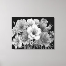 Buquê de Flores em Flor em P&B numa Parede