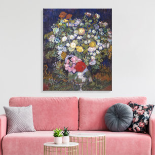 Impressão Em Tela Buquê de Flores em um Vaso Van Gogh