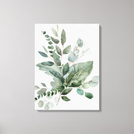 Impressão Em Tela Buquê de Folhas de Eucalipto Sage Verde Tropical