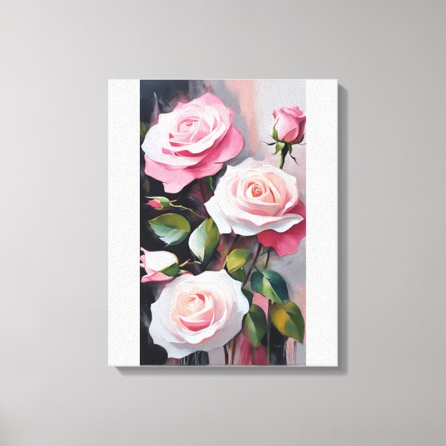 Impressão Em Tela Buquê de rosas cor-de-rosa (Frente)