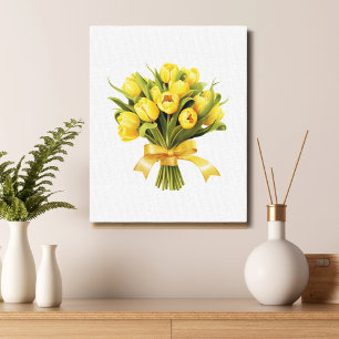 Impressão Em Tela Buquê de Tulipas Amarelas Flor Floral
