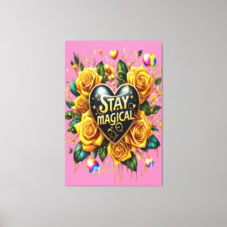 Impressão Em Tela Buquê Encantador de Rosas Ouros E Coração 40x60