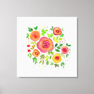 Impressão Em Tela Buquê floral das flores brilhantes, pintura da