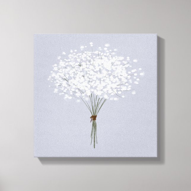 Impressão Em Tela Buquê Floral do Solteiro Cinza de Prata (Frente)