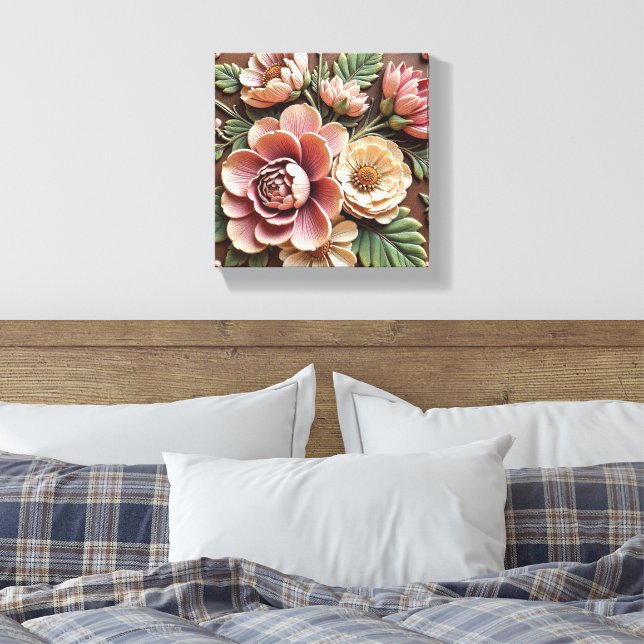 Impressão Em Tela Buquê Pastel Terroso (Insitu(Quarto))