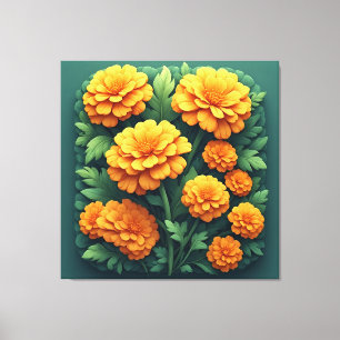 Impressão Em Tela Buquê Vibrante de Marigold Laranja