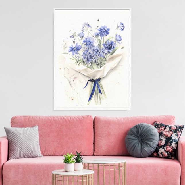 Impressão Em Tela Buquê violeta etéreo (Insitu(Sala de estar))