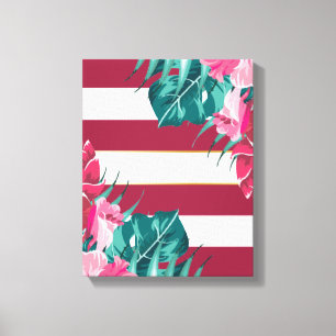 Impressão Em Tela Burgundy Exótica Floral listrada