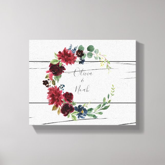 Impressão Em Tela Burgundy Floral Elegante Nomes Russos (Frente)