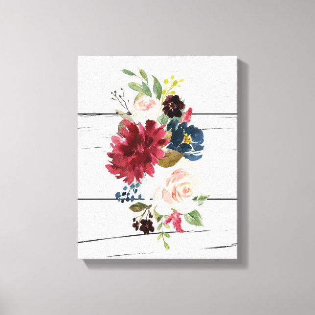 Impressão Em Tela Burgundy Floral Elegante Russo (Frente)