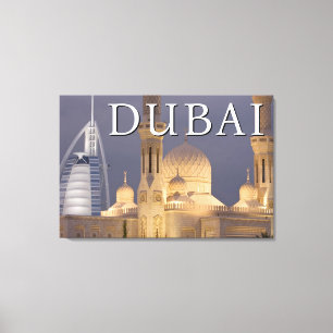 Impressão Em Tela Burj al Arab   Mesquita à Noite Dubai