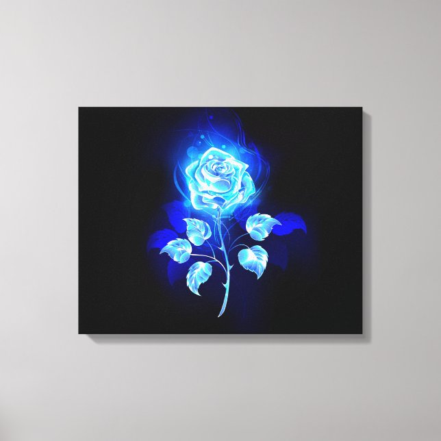 Impressão Em Tela Burning Blue Rose (Frente)
