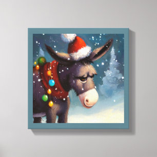 Impressão Em Tela Burro de Natal 2