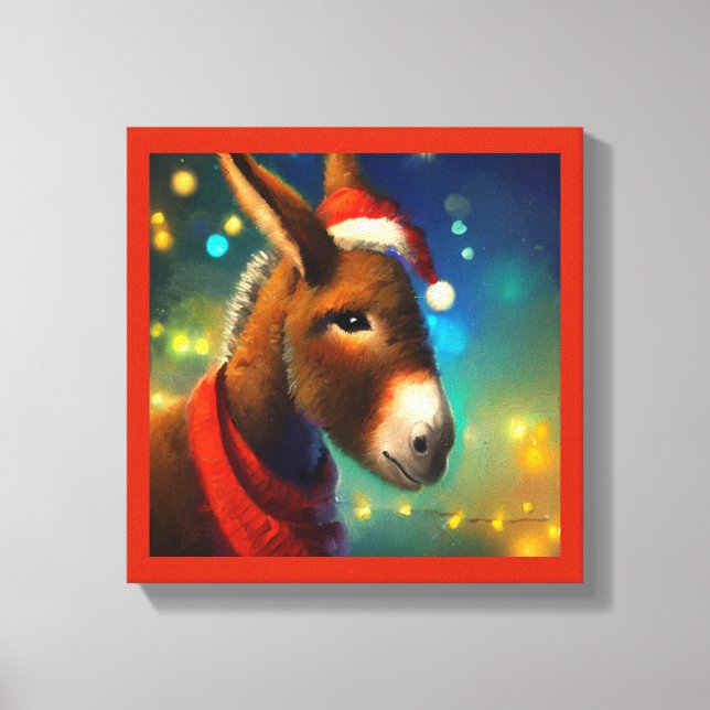 Impressão Em Tela Burro de Natal 3 (Frente)