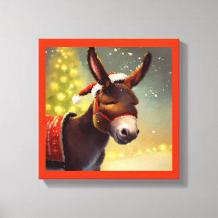 Impressão Em Tela Burro de Natal 4