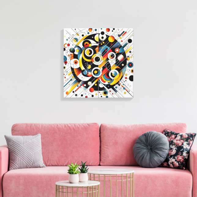 Impressão Em Tela Burst Geométrico - Arte do Círculo Abstrato (Insitu(Sala de estar))