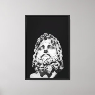 Impressão Em Tela Busto de mármore greco-romano clássico preto e bra