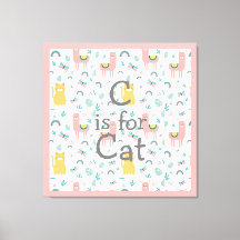 C é para Cat Boho Cute Alapaca Trim Pink Nursery
