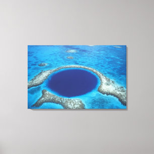 Impressão Em Tela CA, Belize. Vista aérea do Blue Hole (diâmetro
