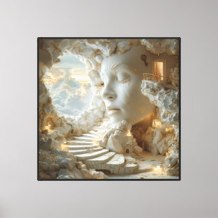 Impressão Em Tela Cabeça de Mármore Surrealista Interior Paisagem de