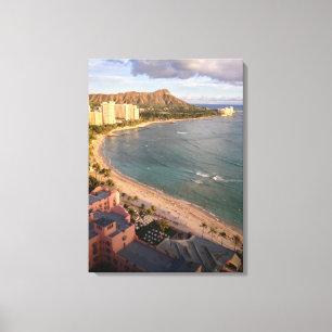 Impressão Em Tela Cabeça do diamante, praia de Waikiki, Havaí