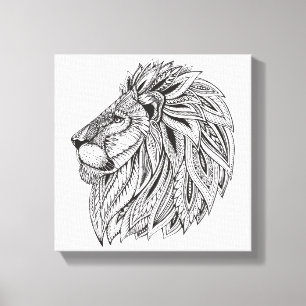 Impressão Em Tela Cabeça modelada étnica 6 do leão