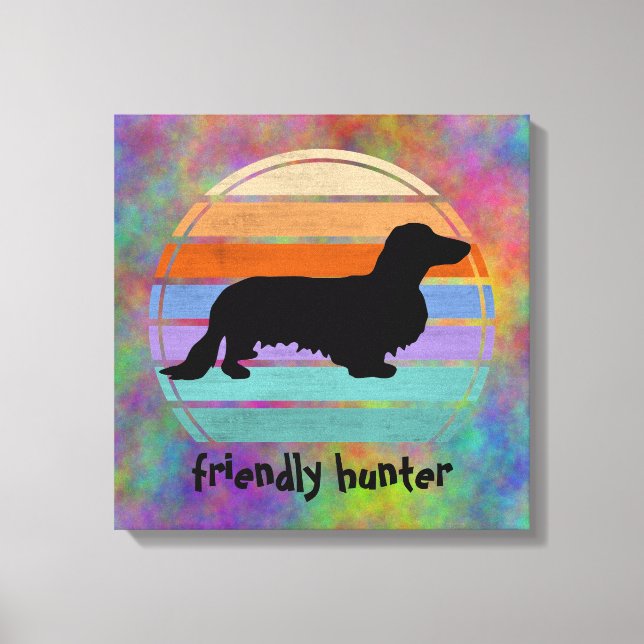 Impressão Em Tela Cabelo Longo Dachshund - Silhouette 1 (Frente)