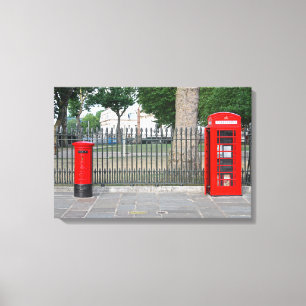 Impressão Em Tela Cabine telefônica e marco postal de Londres