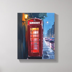Impressão Em Tela Cabine Telefônica Vermelha Londres Inglaterra Viag