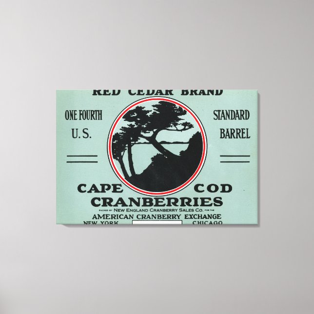 Impressão Em Tela Cabo Cod Red Cedar Marca Cranberry Rótulo (Frente)