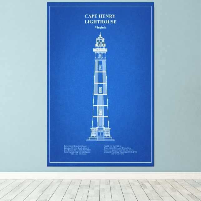 Impressão Em Tela Cabo Henry Lighthouse - Virgínia - AD (Insitu(piso de madeira))