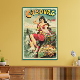 Impressão Em Tela Cabourg, França Resort de Praia, Arte de Viagem Vi