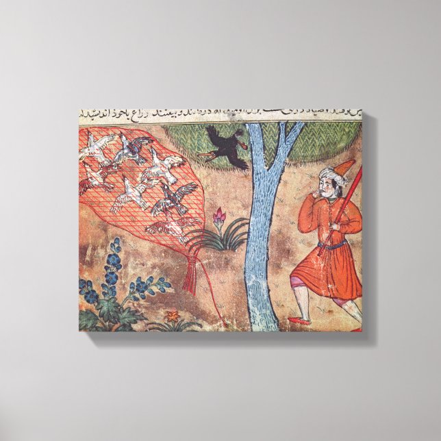 Impressão Em Tela Caça às Aves, do livro de Kalila e (Frente)