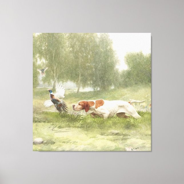 Impressão Em Tela Caça de faisão com ponteiro (Frente)