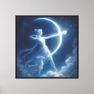 Impressão Em Tela Caçadora Iluminada pela Lua do Reino Celestial