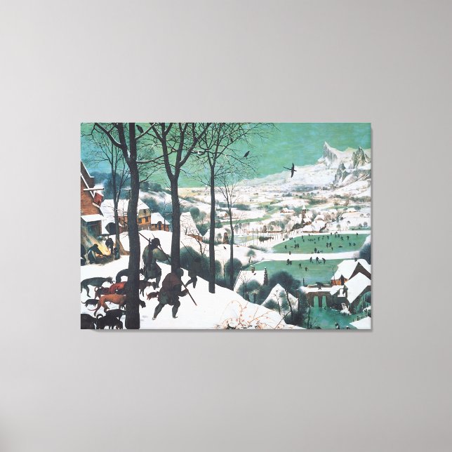 Impressão Em Tela Caçadores na neve por Pieter Bruegel (Frente)