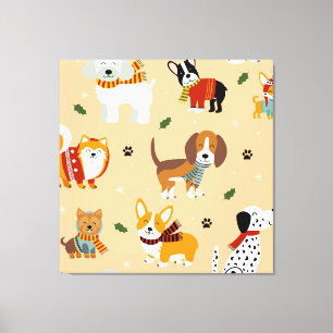 Impressão Em Tela Cachecóis Festivos de Inverno para Cachorrinhos