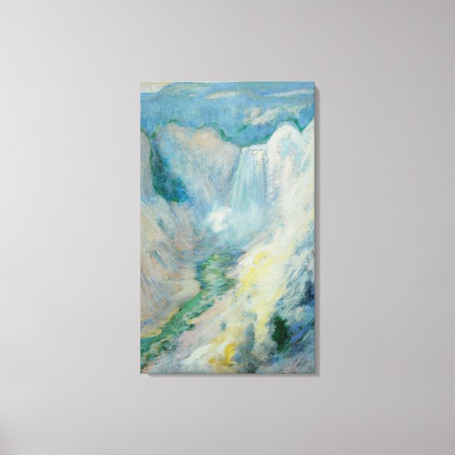Impressão Em Tela Cachoeira em Yellowstone por Twachtman, Arte Antig (Frente)