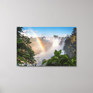 Impressão Em Tela Cachoeiras de Iguazú com arco-íris, Argentina