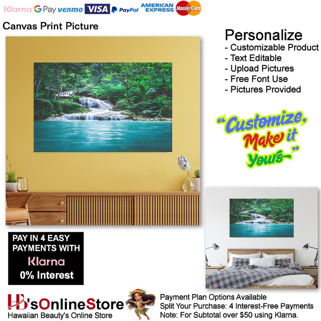 Impressão Em Tela Cachoeiras Imagem de natureza relaxante para home  (Waterfalls Nature Relax Home Office Canvas Print Picture 13.)