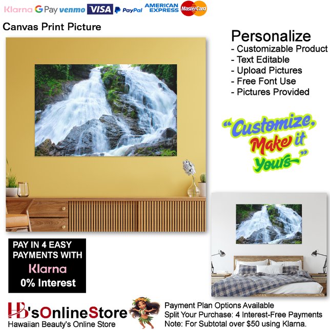 Impressão Em Tela Cachoeiras Natureza Relaxamento Imagem para Escrit (Waterfalls Nature Relax Home Office Canvas Print Picture 11.)