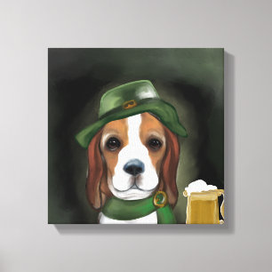 Impressão Em Tela Cachorro Beagle do Dia de São Patrício