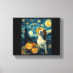 Impressão Em Tela Cachorro Beagle Fofo Abóbora de Halloween Jack O L