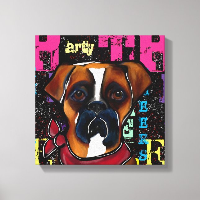 Impressão Em Tela Cachorro Boxer (Frente)
