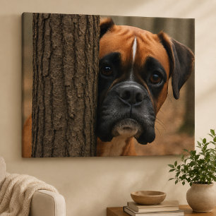 Impressão Em Tela Cachorro Boxer Espia