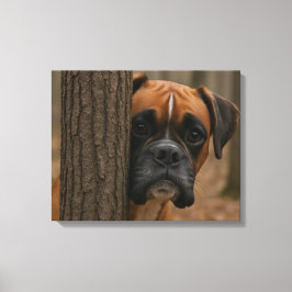 Impressão Em Tela Cachorro Boxer Espia